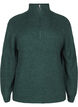 Knitted sweater with high neck and zipper, Green, Packshot image number 0