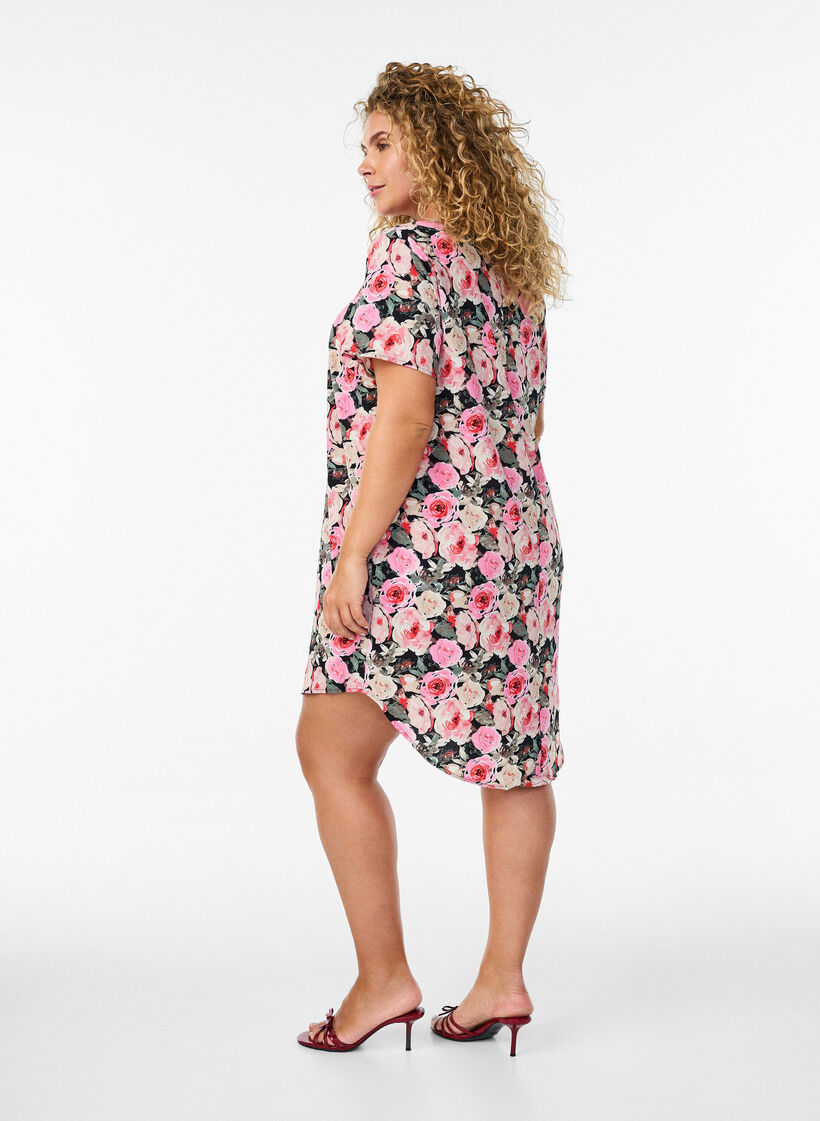 Dress with print and short sleeves, Rose, Model image number 2