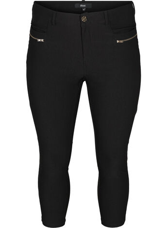 Close-fitting 3/4 trousers with zips