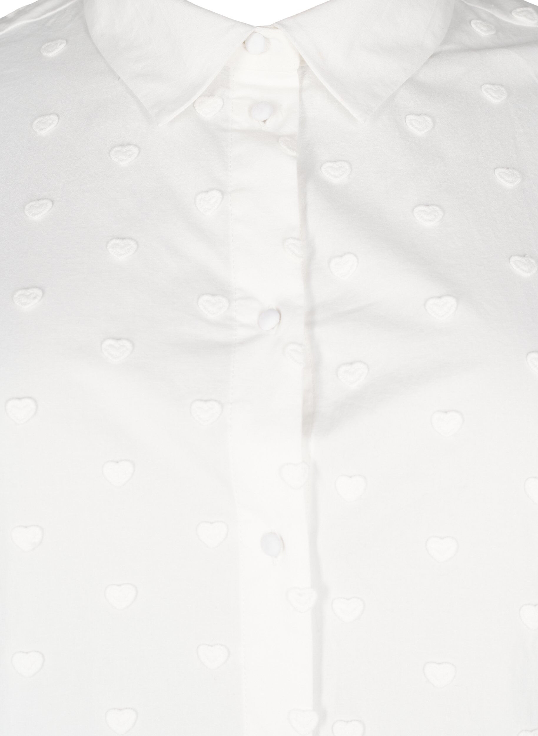 Zizzifashion Shirt with collar and sewn-on hearts, White, Packshot image number 2