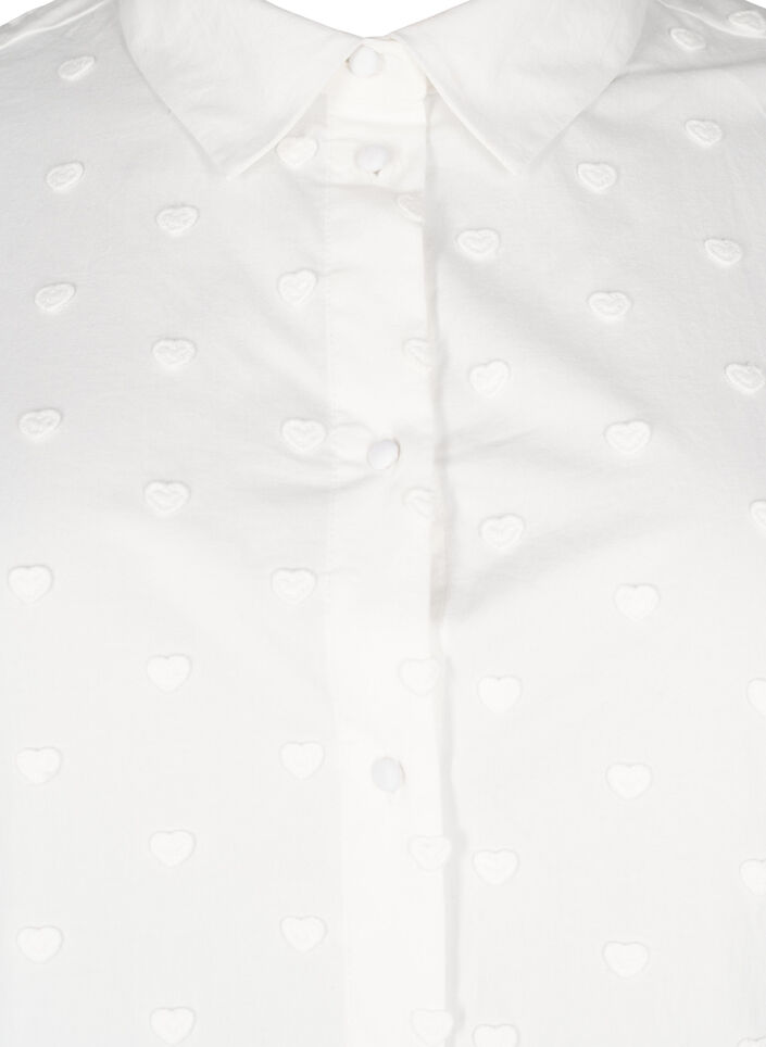 Shirt with collar and sewn-on hearts, White, Packshot image number 2