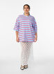 Oversized T-shirt with stripes and 1/2 sleeves, Light Blue, Model image number 1