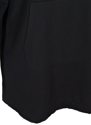 Long, hooded sweatshirt with pocket, Black, Packshot image number 3