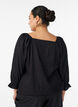 Viscose blouse with a square neck and 3/4-sleeves, Black, Model image number 2