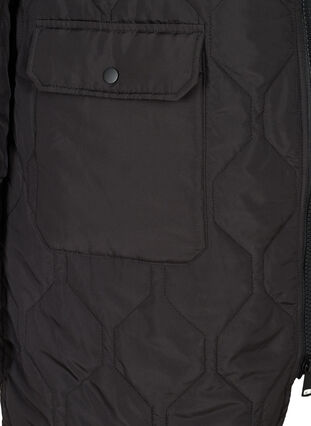 Hooded quilted jacket with large pockets, Black, Packshot image number 3