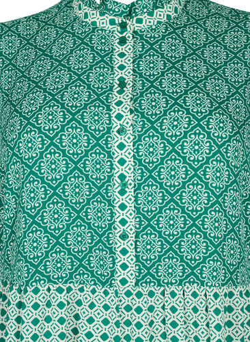 A-shape dress with patterns and cutlines, Green AOP, Packshot image number 2