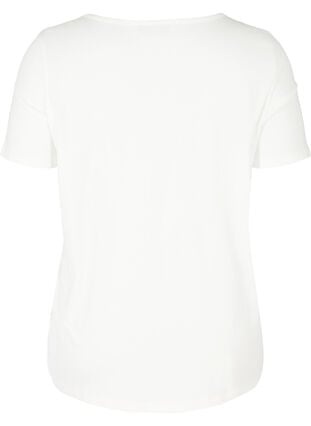 Short sleeve t-shirt with v-neckline, Warm Off-white, Packshot image number 1