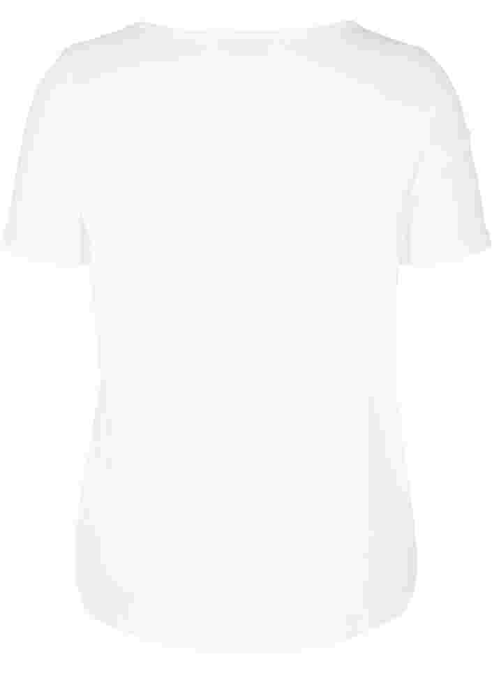 Short sleeve t-shirt with v-neckline, Warm Off-white, Packshot image number 1