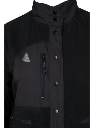 Sports fleece jacket with high neck and pockets, Black, Packshot image number 2