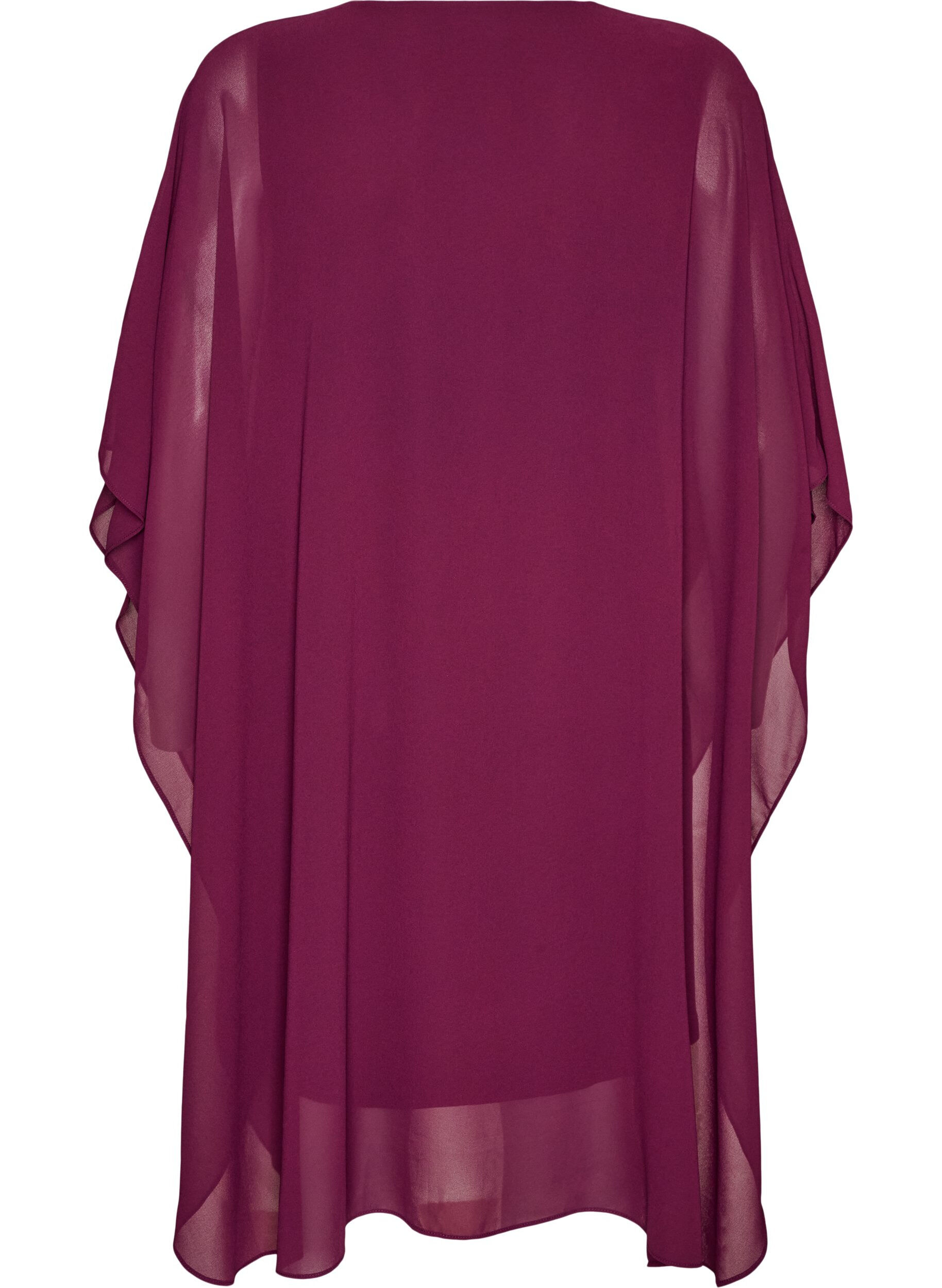ZizzifashionShort chiffon dress with V-neck, Purple, Packshot image number 1