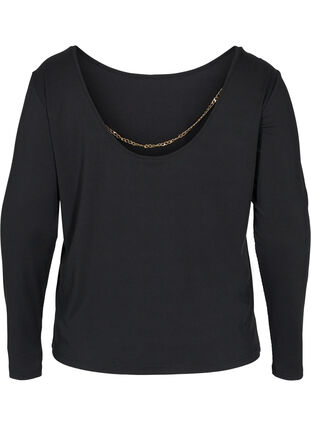 Blouse with chain, Black, Packshot image number 1
