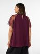 Blouse with short lace sleeves and high neck, Red, Model image number 2