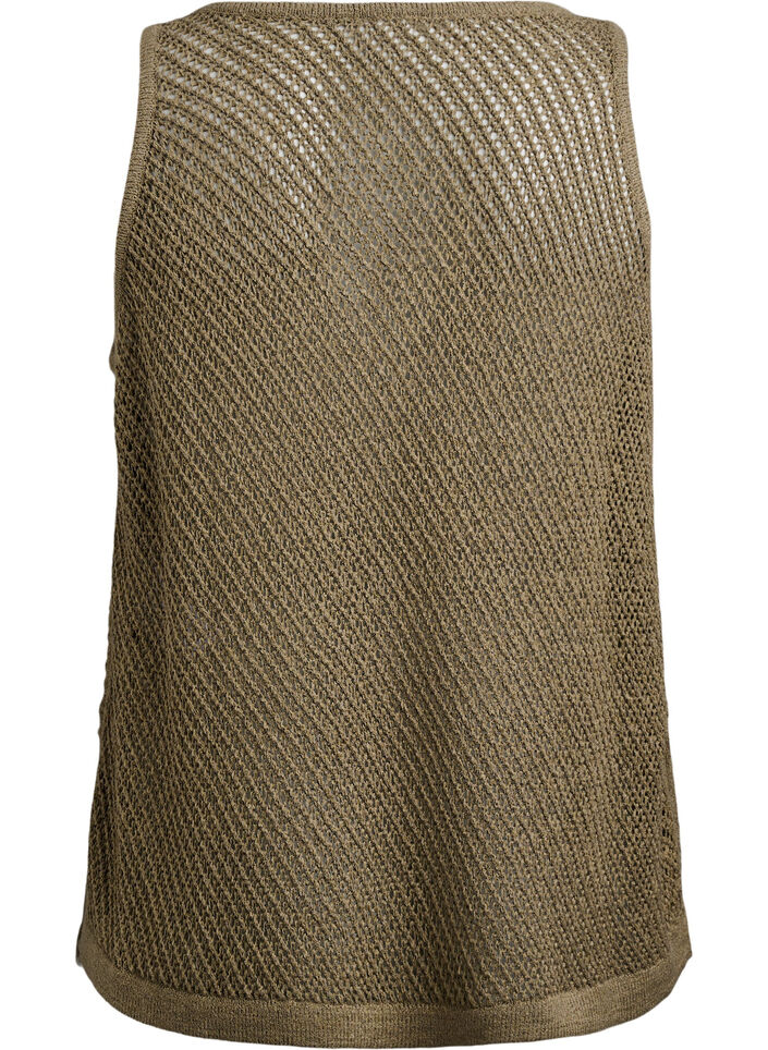 FLASH - Sleeveless knitted top with v-neck, Green, Packshot image number 1