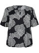 Short sleeve viscose Blouse with print, Black, Packshot image number 0
