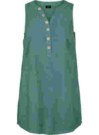Sleeveless cotton tunic with buttons