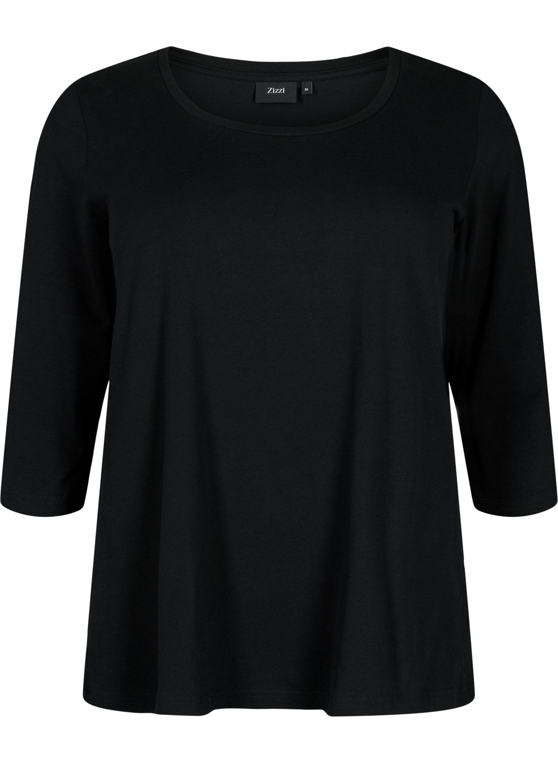 Basic cotton t-shirt with 3/4 sleeves