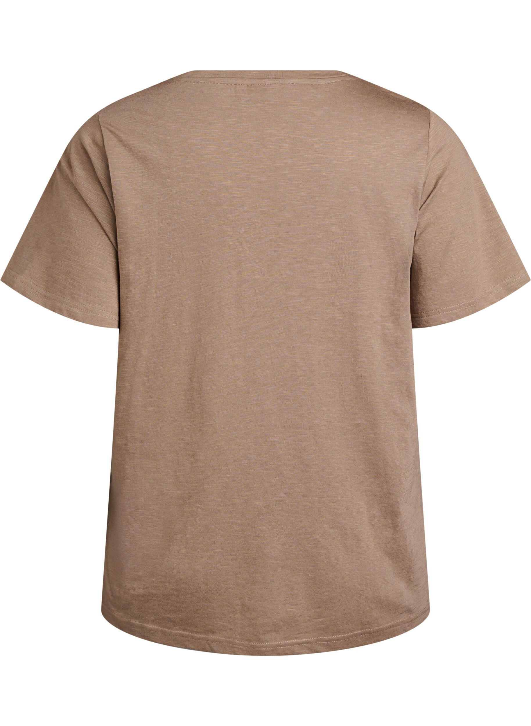 ZizzifashionShort sleeve basic t-shirt with v-neck, Brown, Packshot image number 1