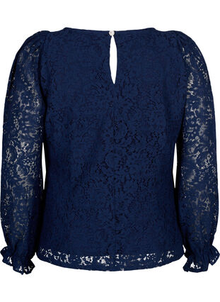 Lace blouse with long sleeves, Navy Blazer, Packshot image number 1