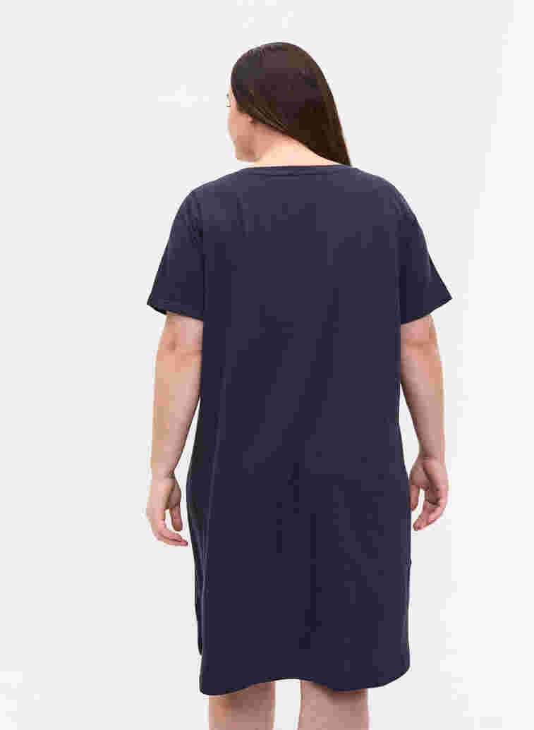Short-sleeved cotton night dress, Night Sky RELAX, Model image number 1