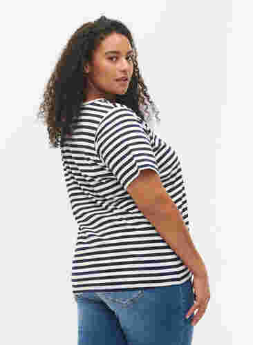 Basics cotton t-shirt 2-pack, Navy/Navy Stripe, Model image number 1