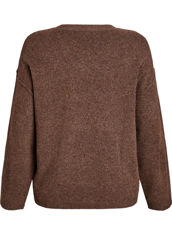 Loose knit sweater with prominent seams, Brown, Packshot image number 1