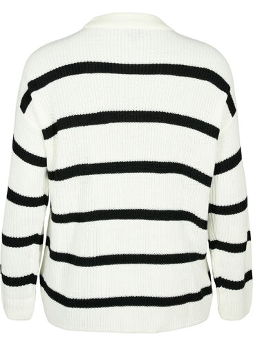 FLASH - Striped Knit Sweater, White/Black Stripe, Packshot image number 1