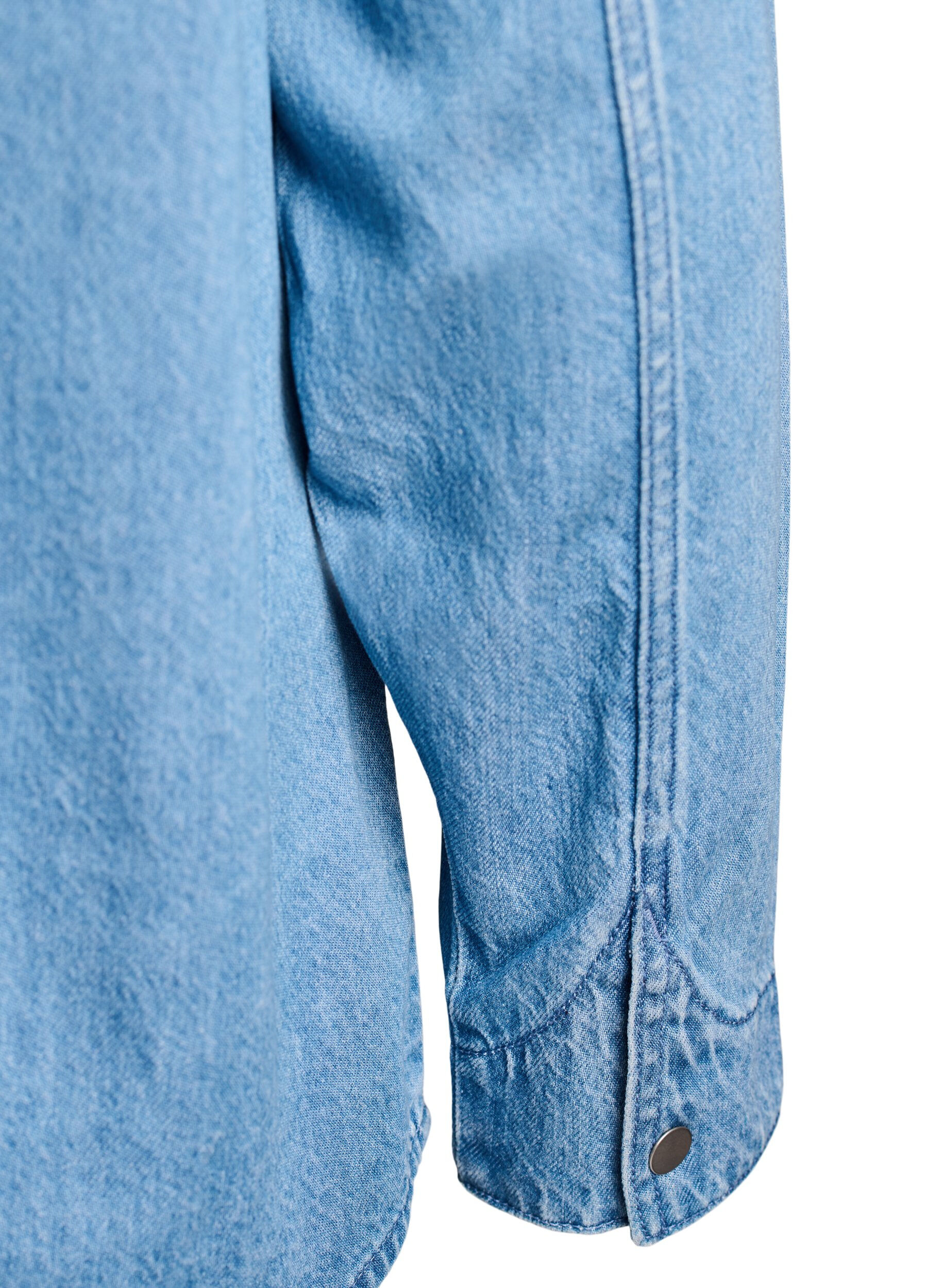 Zizzifashion Denim shirt with chest pockets, Blue, Packshot image number 3