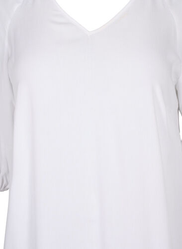 Viscose dress with v-neck, Bright White, Packshot image number 2