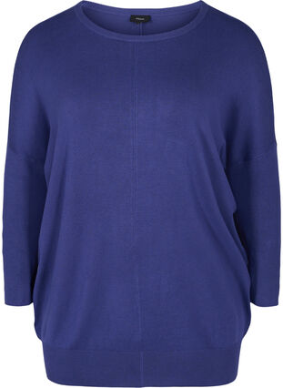 Knitted tunic in viscose blend, Deep Cobalt, Packshot image number 0