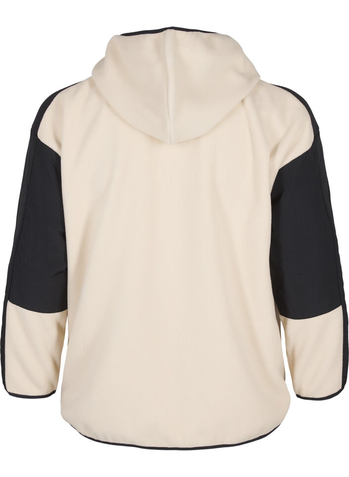 Hooded fleece jacket with pockets, Beige, Packshot image number 1