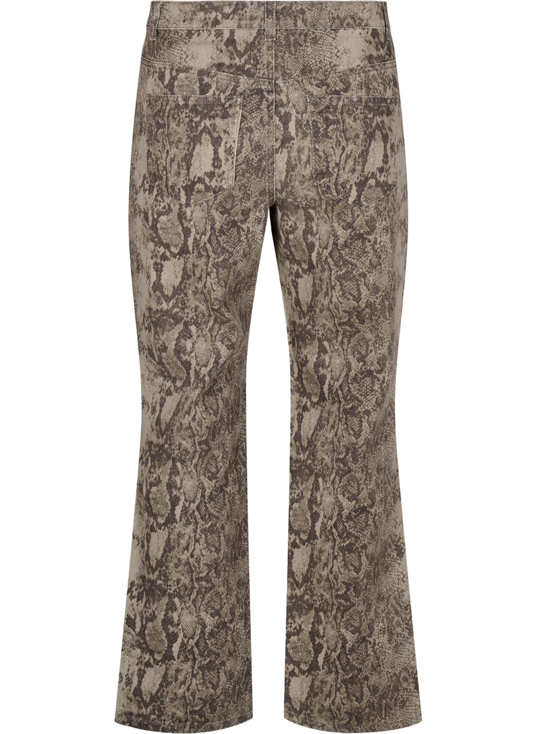 Zizzifashion High-waisted Gemma jeans with snake print, Brown, Packshot image number 1