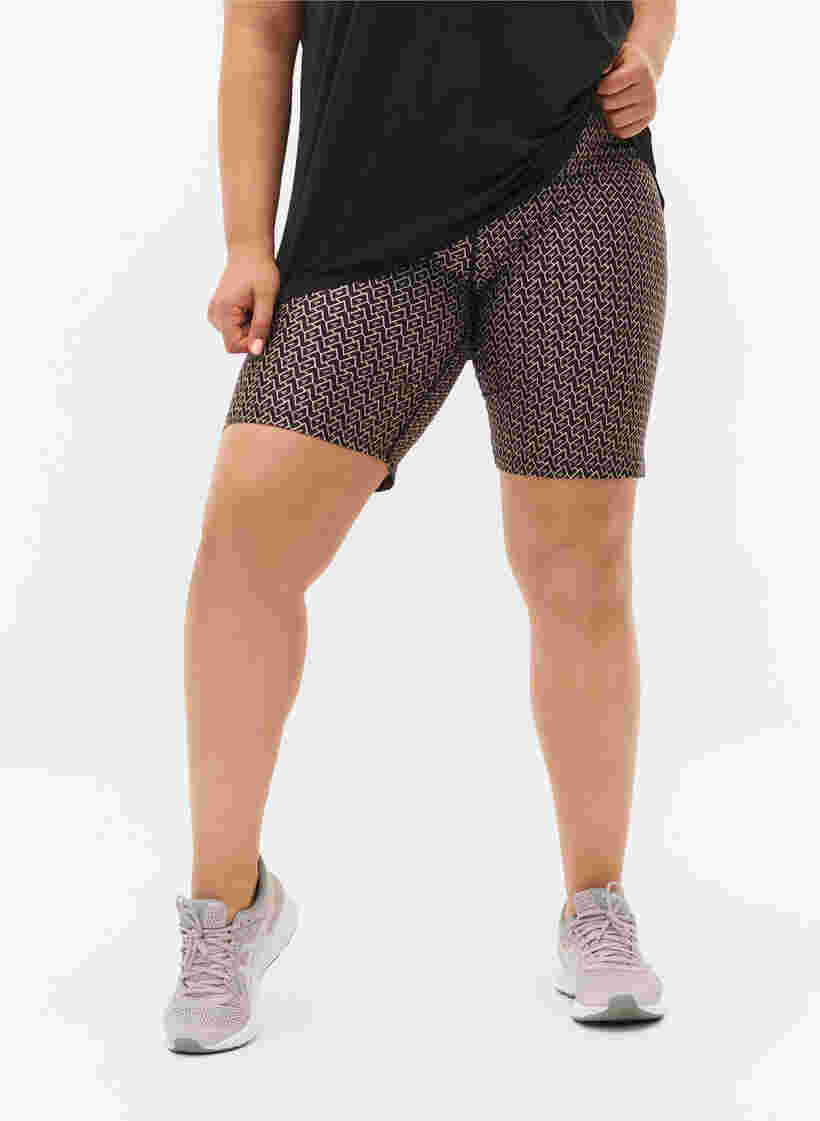 Printed training shorts, Black w. Text Print, Model image number 2