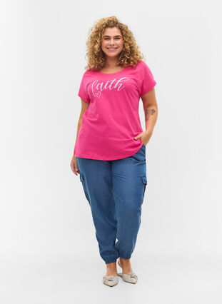 Loose short-sleeved cotton t-shirt, Beetroot Pur Faith, Model image number 2