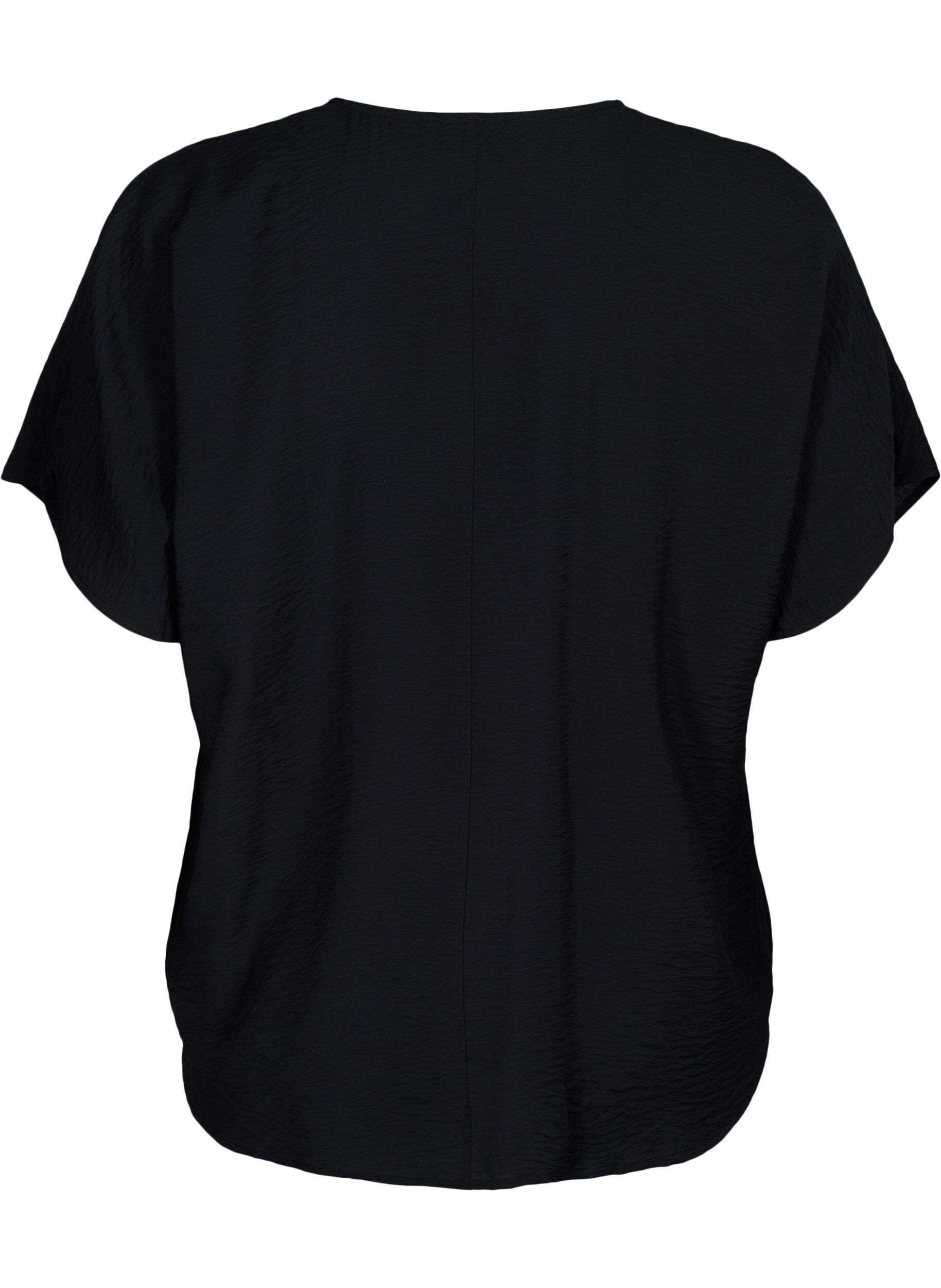 Zizzifashion Short sleeve blouse in viscose, Black, Packshot image number 1