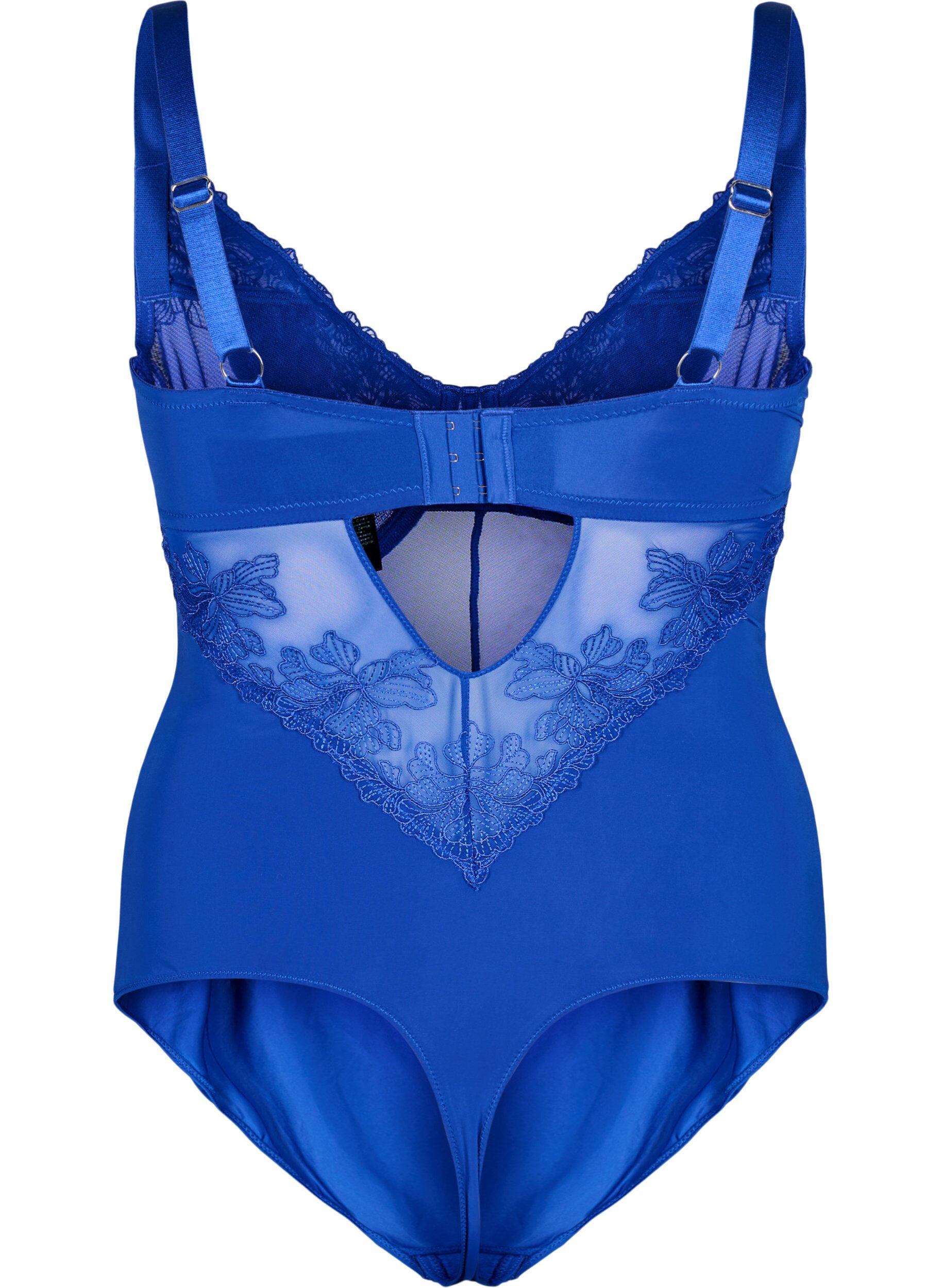 Zizzifashion Bodysuit with embroidered details, Blue, Packshot image number 1