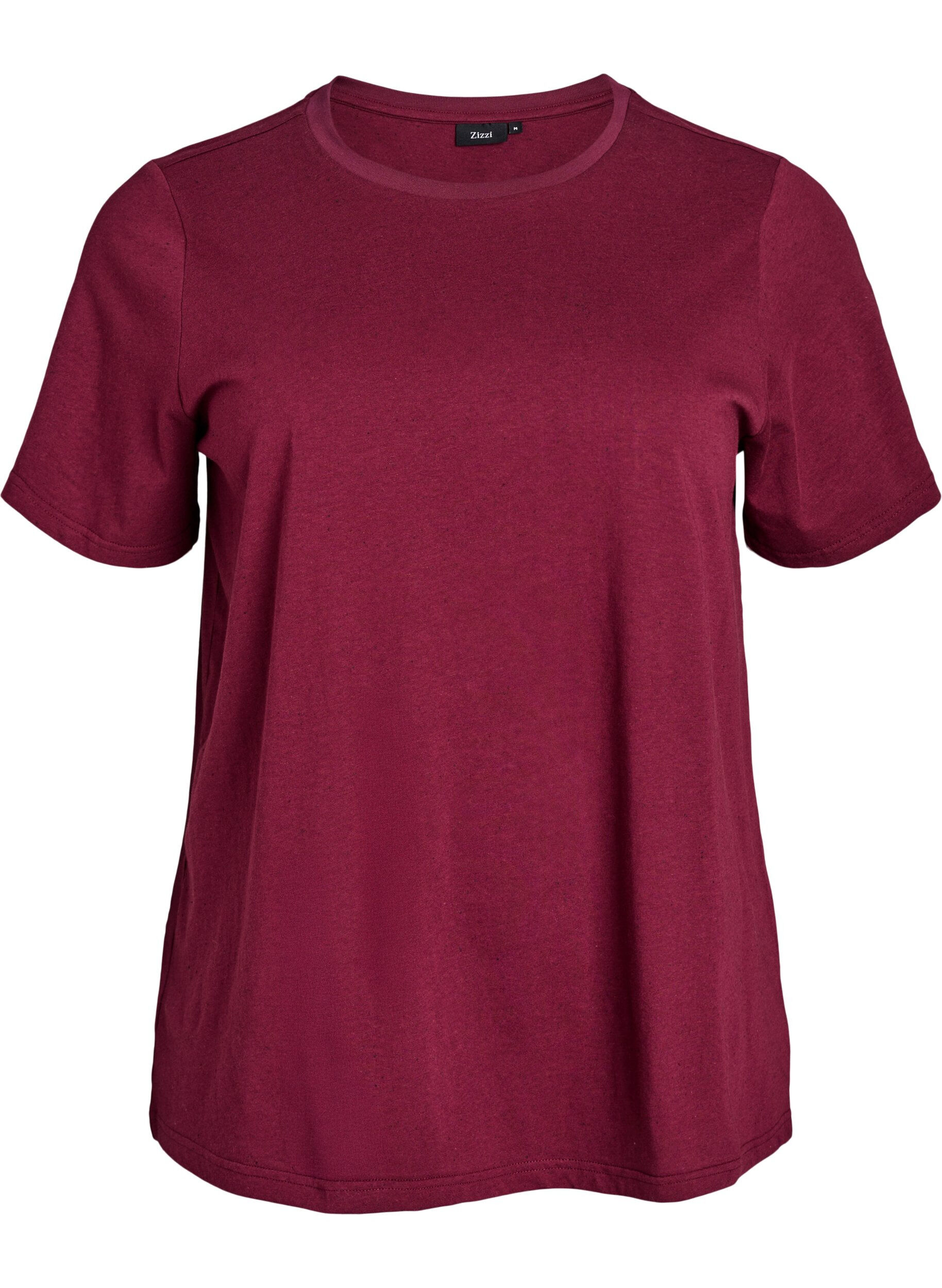 Zizzifashion Cotton T-shirt with round neck, Dark Bordeaux, Packshot image number 0
