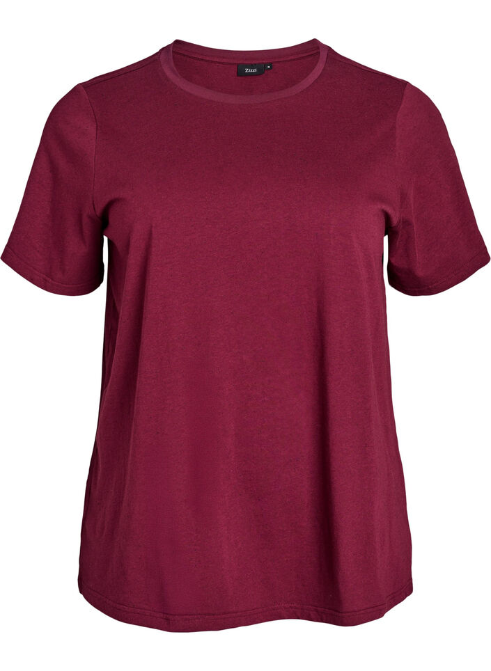 Cotton T-shirt with round neck, Dark Bordeaux, Packshot image number 0