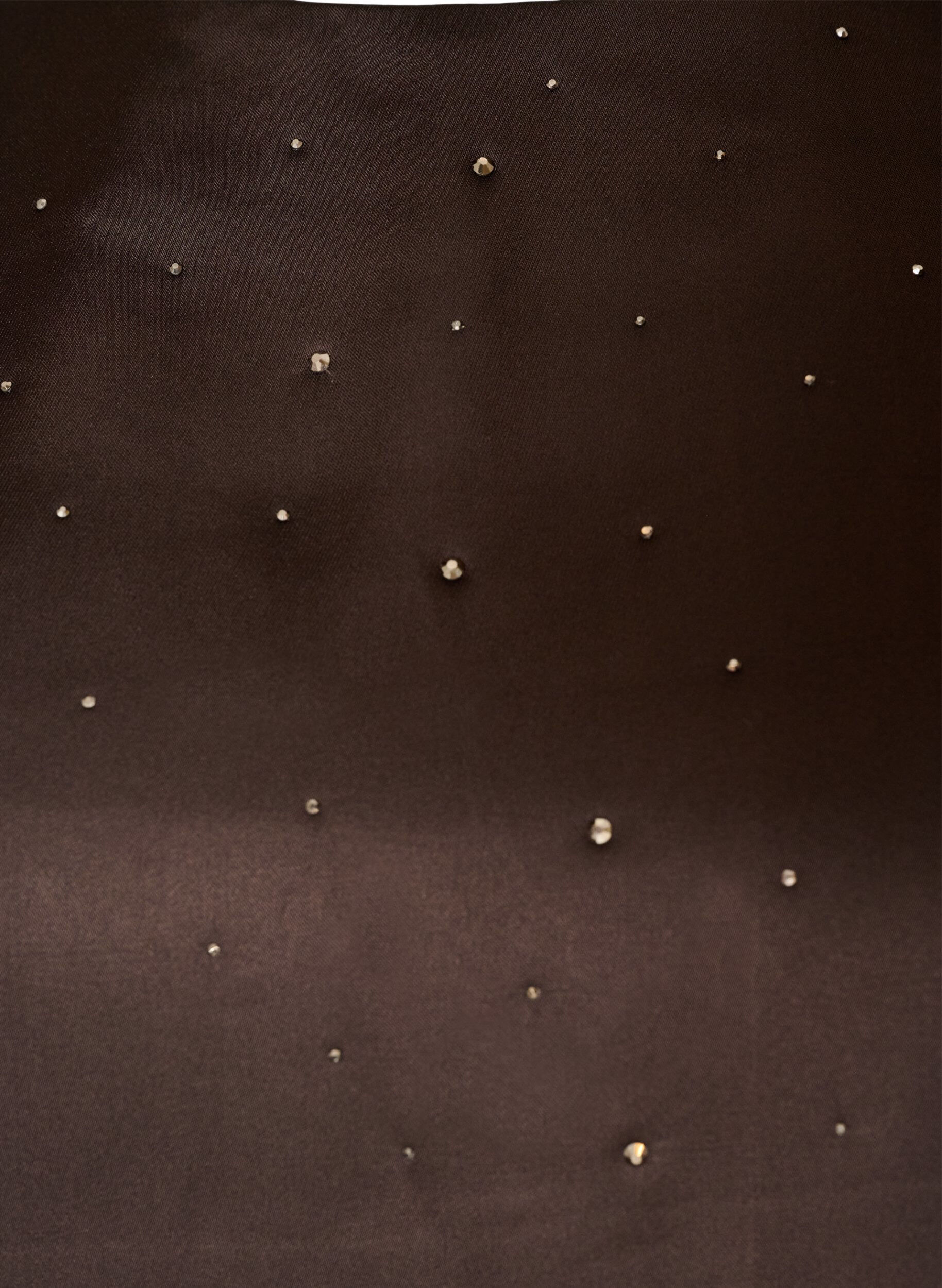 ZizzifashionSatin blouse with rhinestones and elbow-length sleeves, Brown, Packshot image number 2
