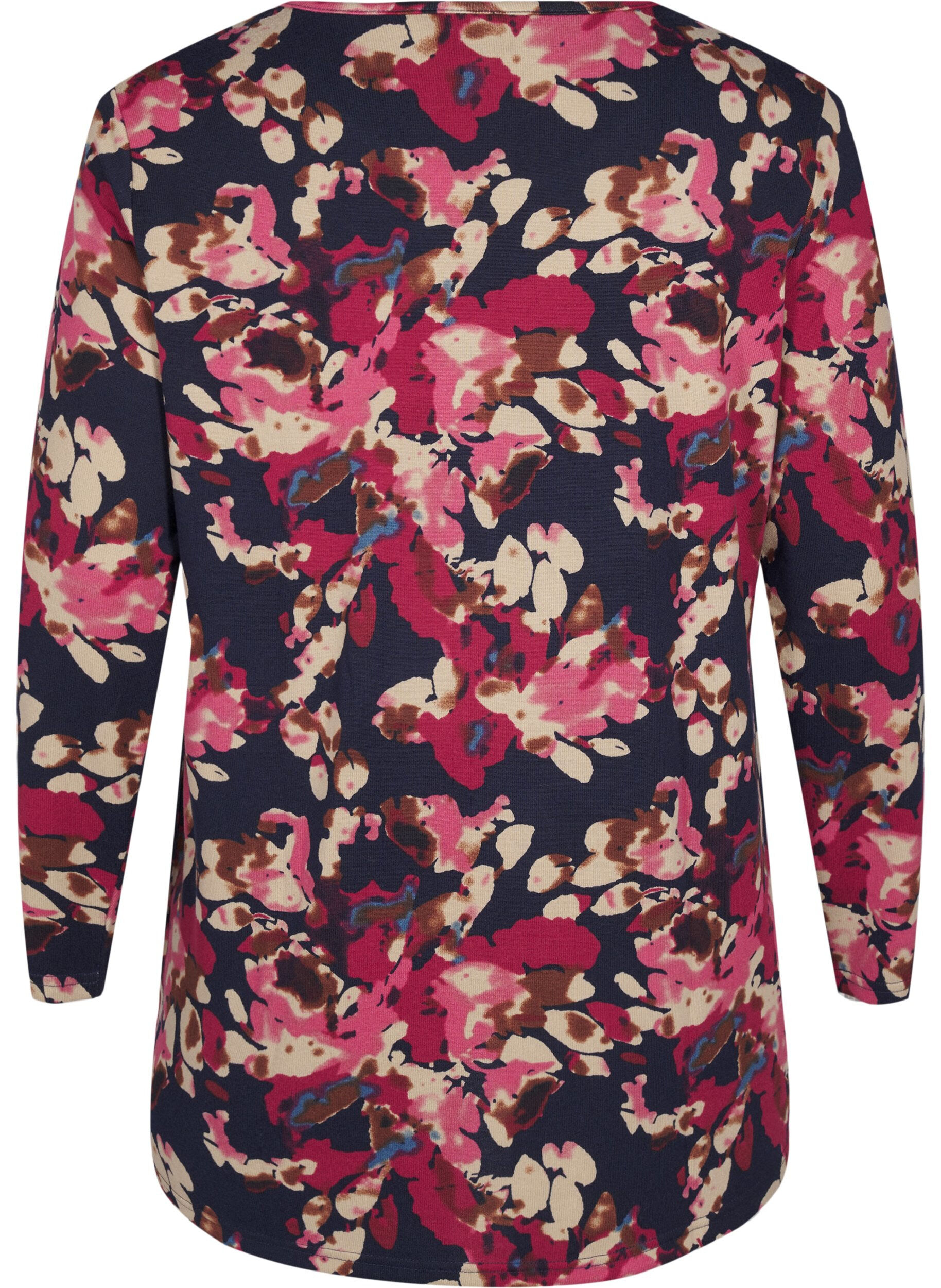 Zizzifashion Floral blouse with long sleeves, Blue, Packshot image number 1