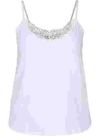 Cotton night top with lace trim