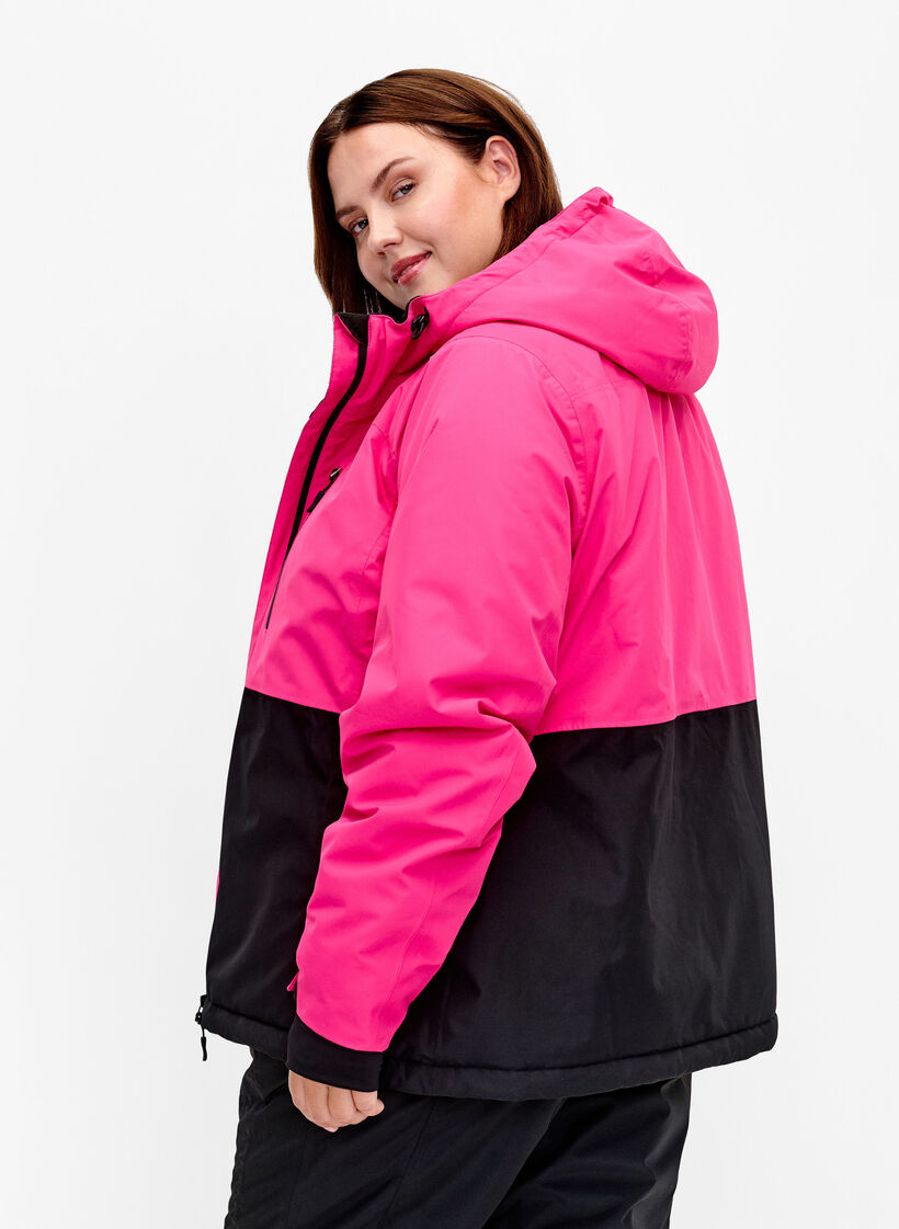 Two-tone ski jacket with hood, Fuchsia Purple Comb, Model image number 1