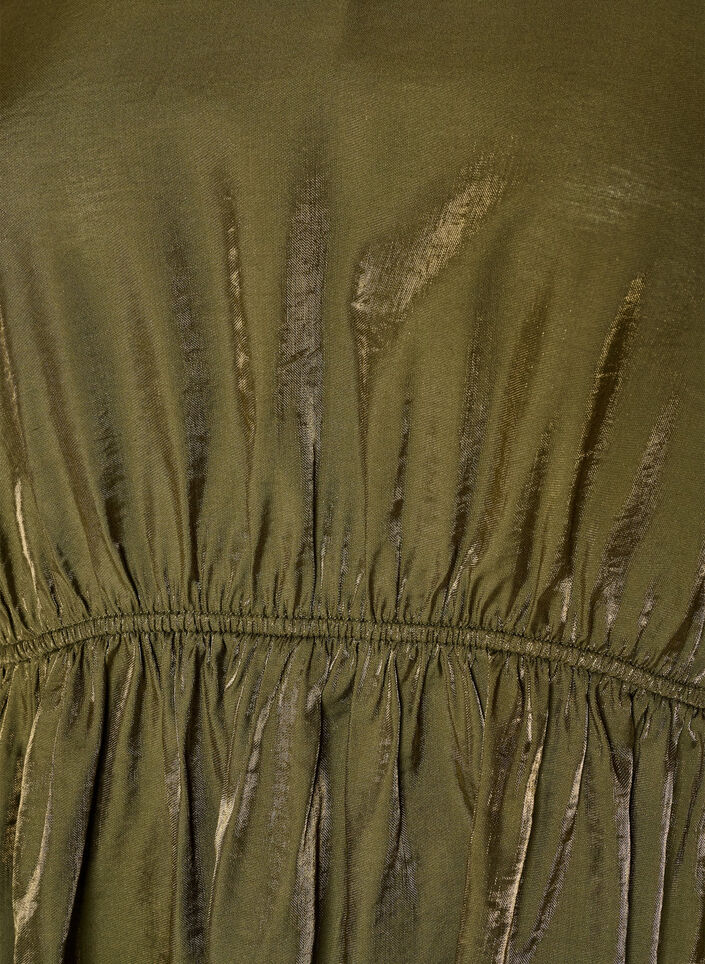 Shiny viscose blouse with peplum effect, Green, Packshot image number 2