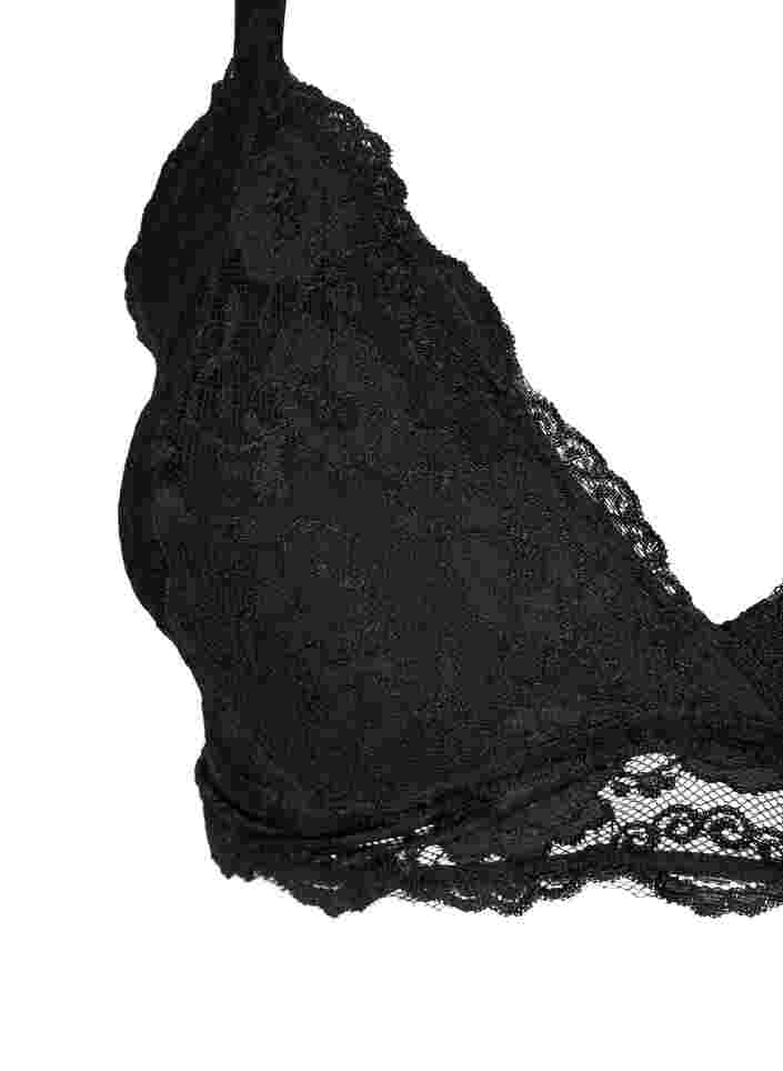 Padded lace bra with back detail, Black, Packshot image number 2