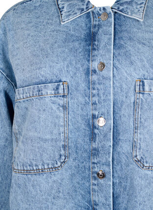 Loose-fitting denim jacket with buttons, Light blue denim, Packshot image number 2