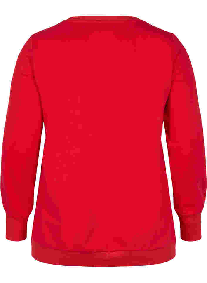 Cotton sweatshirt with text print, Chinese Red, Packshot image number 1