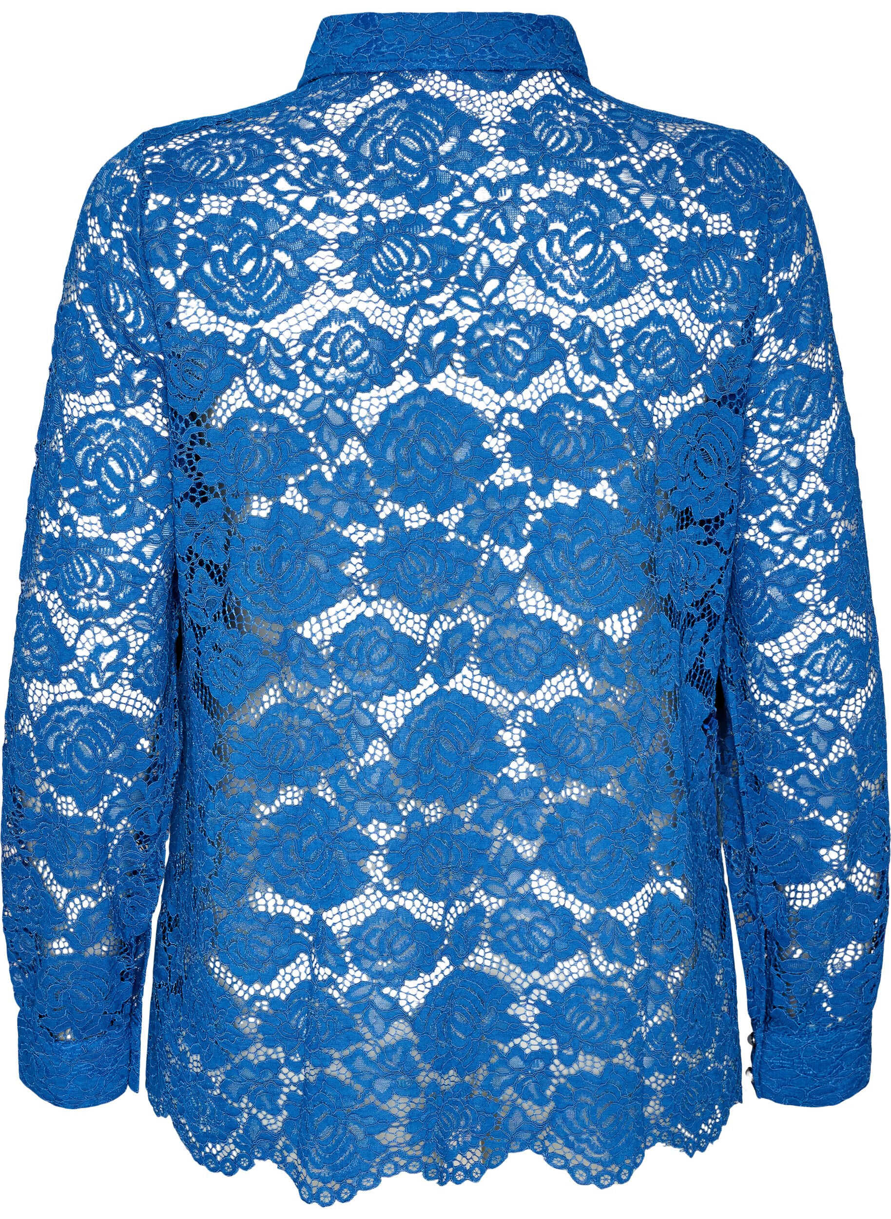 ZizzifashionLace shirt with pearl buttons, Blue, Packshot image number 1
