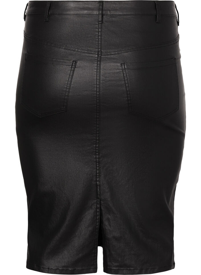 Coated skirt with slit, Black, Packshot image number 1