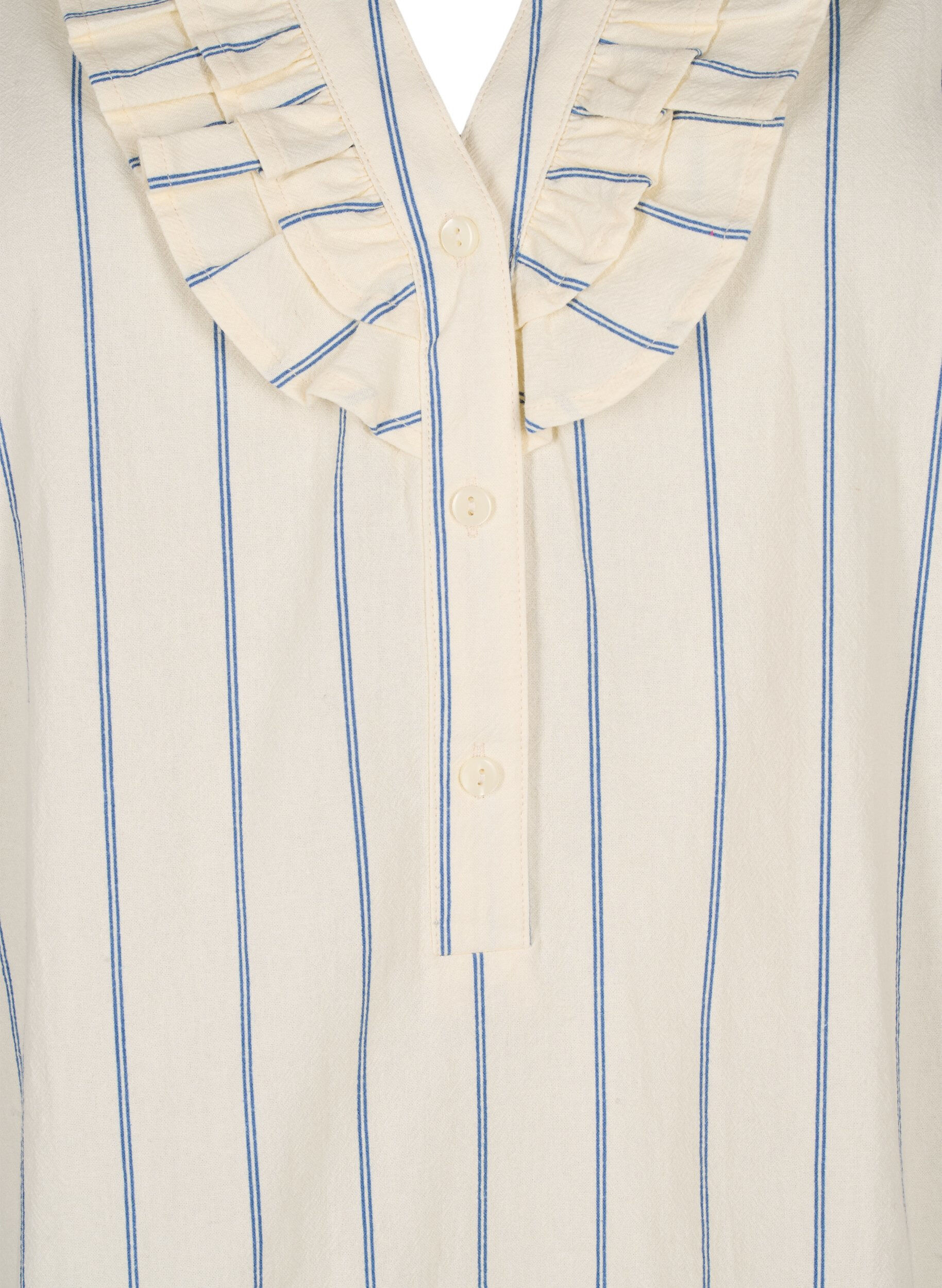 Zizzifashion 3/4 sleeve cotton Blouse with stripes, Eggnog Stripe, Packshot image number 2