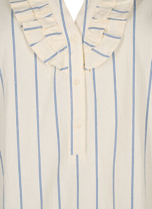 3/4 sleeve cotton Blouse with stripes, Eggnog Stripe, Packshot image number 2
