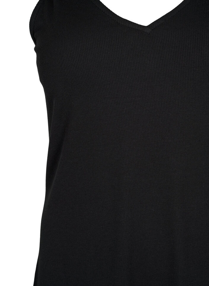 Basic top in rib with v-neckline, Black, Packshot image number 2